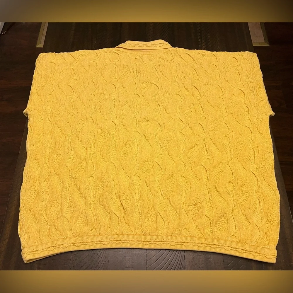 Coogi Basics Authentic Mens Yellow Cotton Knit Short Sleeve Sweater Size 3XL